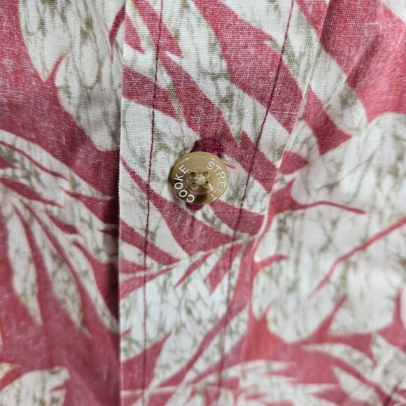 Cooke Street Honolulu Red Aloha Button Down Shirt Pocket 100% Cotton Size Medium - Picture 3 of 8